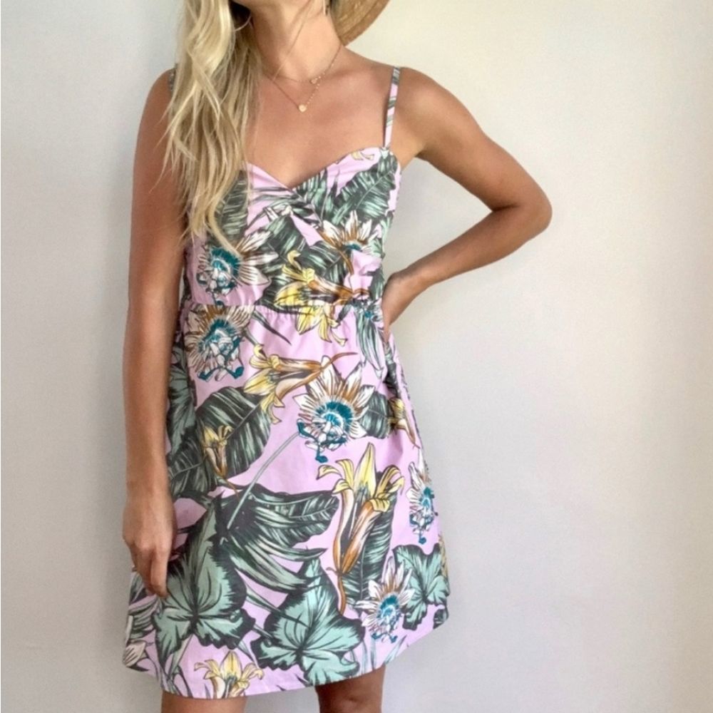J.Crew pink dress tropical Pattern US XS
